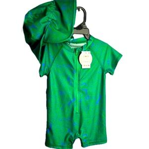 First Impressions Green and Blue Kids Swim Rashguard